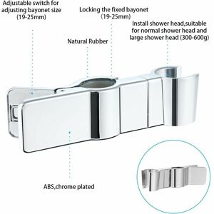 LUCKY-88 Universal Shower Head Holders, Adjustable Shower Holder Bracket, 45 ° Rotatable Shower Head Bracket for 18-25 mm Diameter Riser Rail, Chrome Shower