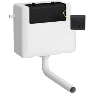 Balterley - Universal Water Saving Dual Flush Side Inlet & Square Flush Plate - Matt Black/White