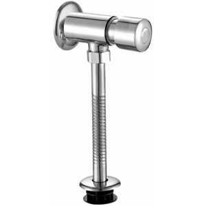 MUMU Urinal Flush Valve, Wall Mounted Chrome Urinal Flush Valve Push Button Type Exposed Cabinet Manual Delay Auto Shut Off for Bathroom Toilet
