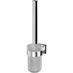 Colore - Vector Polished Chrome and Frosted Glass Wall Mounted Toilet Brush and Holder