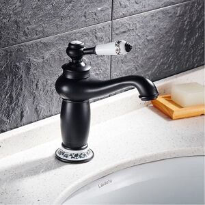 SHUNLI Victorian Basin Faucet – Black – For Bathroom, Guest Toilet – Classic Faucet for Hot and Cold Water (Black)