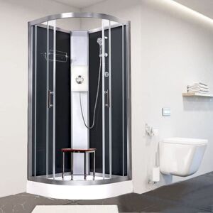 Pure e Black 1000 x 1000 Electric Shower Cabin Triton Lux White 8.5KW - Vidalux
