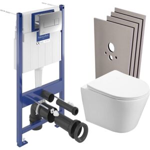 Villeroy & Boch Villeroy&boch - Toilet Frame + sat rimless toilet and invisible fixings + Chrome plate + Wall cladding set (VCNINFI1SB)