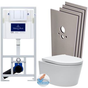 Villeroy & Boch Toilet set Frame + SATrimless toilet and invisible fixings + Chrome plate + Wall cladding set (VCNSAT1SB) - Villeroy&boch