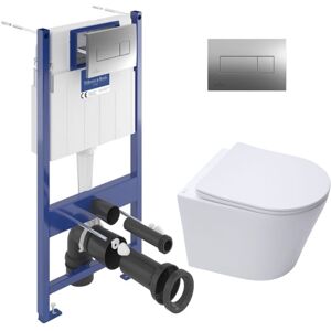 Villeroy & Boch Toilet set frame + Swiss Aqua Technologies rimless toilet and invisible fixings + Chrome flush plate (VCNINFI1) - Villeroy&boch