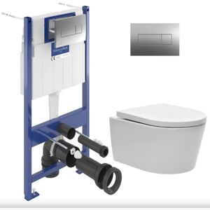 Villeroy & Boch Villeroy&boch - Toilet set Frame + Swiss Aqua Technologies rimless toilet + chrome flush plate (VCNSAT1)
