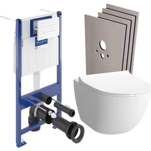 Villeroy & Boch Toilet Support Frame + Vitra Sento Rimless Bowl + White Flush Plate + Cladding Set (ViConnectSento-2-sabo) - Villeroy&boch