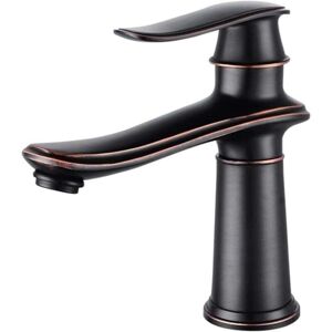 Ymyny - Vintage Bathroom Faucet Brass Basin Mixer Tap Hot Cold Water Mixer Single Handle Basin Tap Antique Black mumu