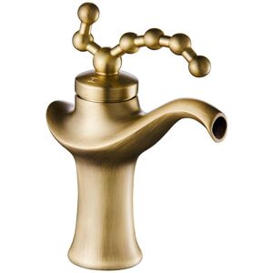 Gotrays - Vintage Brass Basin Faucet European Bathroom Mixer Tap Hot and Cold Water Sink Mixer Taps,Bronze