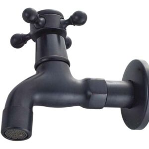 YMYNY Vintage Cold Water Faucet with Single Handle G1/2 Interface - Wall Mounted Mop Faucet for Bathroom Sink (Black)