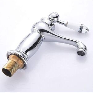 ZVD - Vintage Sink Faucet Mixer Tap - Black/White Porcelain - Cold/Hot Water Inlet (Kitchen, Bathroom)