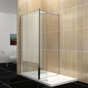Walk In Shower Enclosure 8mm Easy Clean Glass Wet Room Screen Panel 900mm Door + 1700 x 800 mm Tray + 300mm Return Panel + Waste - Elegant