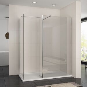 Walk In Shower Enclosures 8mm Easy Clean Glass 1200 x 800mm Wetroom Shower Screen Panel with 300mm Return Panels and Shower Tray - Elegant