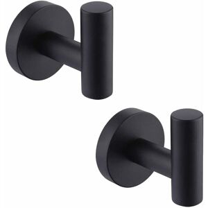 HOOPZI Wall Hook Bathroom Towel Rack Hooks Coat Rack Matte Black Stainless Steel SUS304 Coat Rack Holder Towel Rack Storage 2 Pieces