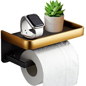 Linghhang - Wall Mounted Adhesive Toilet Paper Holder with Shelf, 2 Installation Methods (Self-Adhesive or Drilling), Suitable for Bathrooms and