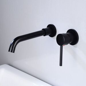 SHUNLI Wall Mounted Basin Faucet, High Quality Brass Wall Mounted Mixer Tap, Concealed Bathroom Faucet, 360° Rotating Hot and Cold Faucet, Black