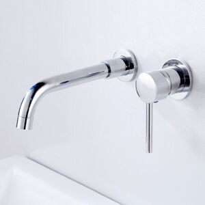 SHUNLI Wall Mounted Basin Faucet, High Quality Brass Wall Mounted Mixer Tap, Concealed Bathroom Faucet, 360° Rotating Hot and Cold Faucet, Silver