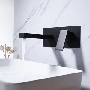 YMYNY Wall Mounted Basin Mixer Tap, Waterfall Bathroom Mixer Tap, Extra Wide Spout, Concealed Faucet, Single Handle Basin Mixer Tap, Bathtub Faucet, Wall