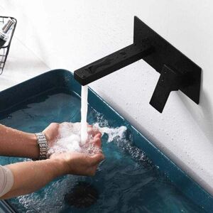 Ymyny - Wall Mounted Basin Mixer Tap, Waterfall Bathroom Mixer Tap, Extra Wide Spout, Concealed Faucet, Single Handle Basin Mixer Tap, Bathtub