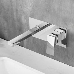 SHUNLI Wall Mounted Bathroom Sink Mixer Tap with Waterfall Extra Wide Spout Single Handle Concealed Faucet Basin Mixer Tap Bathtub Wall Mounted Faucet