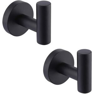 IKODM Wall Mounted Bathroom Towel Hooks Matte Black SUS304 Stainless Steel Hooks Clothes Rack Towel Holder Storage 2 Pcs - RWDIY ›Hardware› Bathroom