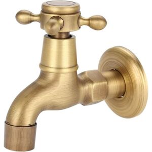 SHUNLI Wall Mounted Faucet, Antique Brass Lever Handle Cold Water Tap, Suitable for Laundry Room Washing Machine, G1/2