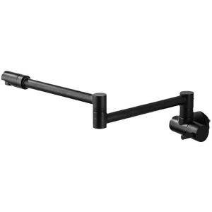 Cyslmuk - Wall Mounted Kitchen Faucet Telescopic Folding Black Faucet Brass Faucet Wall Mixer Single Cold Water Outlet
