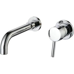 SHUNLI Wall Mounted Sink Faucet, Brass Bathroom Faucet Mixer Tap, Silver
