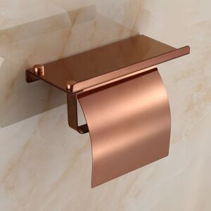 LINGHHANG Wall Mounted Toilet Paper Holder, Rustproof Stainless Steel Toilet Roll Holder with Phone Shelf for Bathroom and Kitchen Rose Gold.