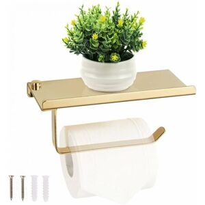 CYSLMUK Wall Mounted Toilet Paper Holder with Telephone Shelf - Stainless Steel Paper Roll Holder for Bathroom