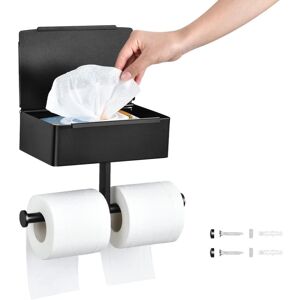 BEIJIYI Wall-mounted toilet paper holder with two rolls, adhesive toilet paper holder, no drilling required, stainless steel toilet paper holder, bathroom