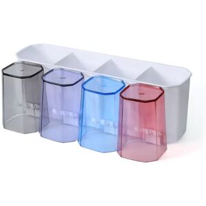 Linghhang - Wall Mounted Toothbrush Holder for Bathroom, Toothpaste Holder Storage Rack with 4 Cups, Colorful
