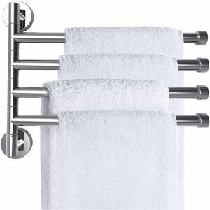 Dewdat - Wall Mounted Towel Rack 180° Towel Holder Stainless Steel Towel Bar Chrome Towel Bar (4-arm)