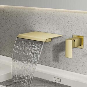 Ymyny - Wall Mounted Waterfall Bathroom Faucet, Single Handle Waterfall Mixer Tap, Countertop Basin Faucet, Hot and Cold Water, Ultra Thin, Solid