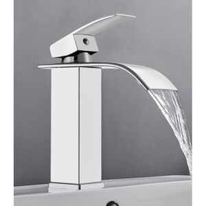 TINOR Waterfall sink faucet for home, stainless steel with ceramic cartridge, built-in faucet with adjustable hot and cold water.