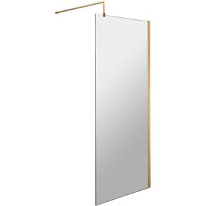 BALTERLEY Wetroom 8mm Toughened Safety Glass Screen and Support Bar 760mm x 1850mm - Brushed Brass