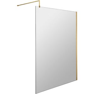 BALTERLEY Wetroom 8mm Toughened Safety Glass Screen and Support Bar 1200mm x 1850mm - Brushed Brass
