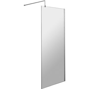 BALTERLEY Wetroom 8mm Toughened Safety Glass Screen and Support Bar 800mm x 1850mm - Polished Chrome