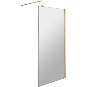 BALTERLEY Wetroom 8mm Toughened Safety Glass Screen and Support Bar 800mm x 1850mm - Brushed Brass