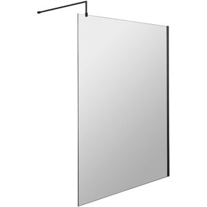 BALTERLEY Wetroom 8mm Toughened Safety Glass Screen and Support Bar 1400mm x 1850mm - Satin Black