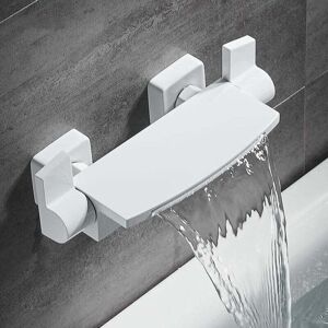 Ymyny - White Bathtub Mixer, Wall Mounted Waterfall Bathtub Faucet, Wall Mounted Bathroom Faucet with Hand Shower, Bathtub Mixer Tap (a) mumu