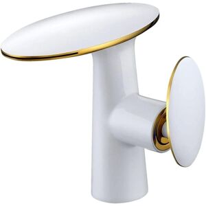 GOTRAYS White Brass Basin Faucets Waterfall Bathroom Single Handle Cold and Hot Water Vessel Sink Mixer Tap Crane,Gold