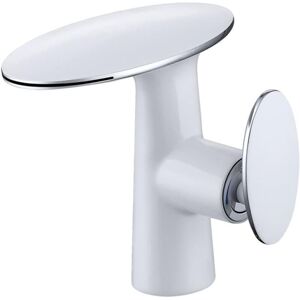 Gotrays - White Brass Basin Faucets Waterfall Bathroom Single Handle Cold and Hot Water Vessel Sink Mixer Tap Crane,White