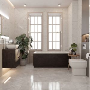 Wholesale Domestic - Alford 1500mm Steel Straight Single Ended Bathroom Suite including Polished Chrome Flush Plate Back to Wall Toilet and Metallic
