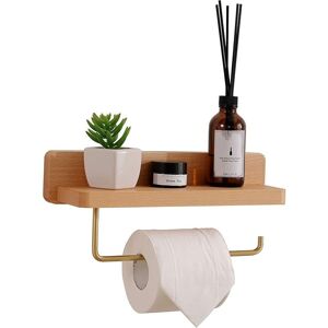 SERBIA Pink Wooden Toilet Paper Holder with Shelf 30cm Self-Adhesive Wall Mounted Toilet Paper Holder for Bathroom, Beech