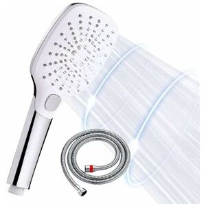 Héloise - xxl Large Shower Head with 1.5M Shower Hose, Water Saving High Pressure Shower Head 3 Shower Modes for Bathroom, Chrome