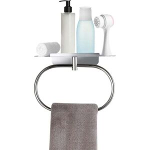 ZVD-DIYZON Towel Ring with Stainless Steel Bracket, Self-Adhesive or Drilled, Wall Mounted Towel Holder for Bathroom and Kitchen (Chrome)