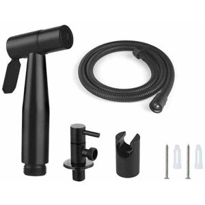 ZVD - Kit de douchette wc comprenant un tuyau de 1,5 m et un support avec adaptateurs G1/2, couleur noire.