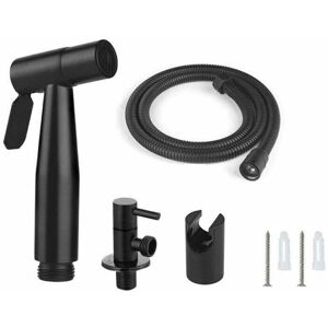 ZVD - Kit de douchette wc comprenant un tuyau de 1,5 m et un support avec adaptateurs G1/2, couleur noire.