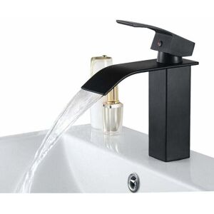 ZVD - noir Robinet de Lavabo en Cascade Mitigeur en Laiton pour Salle de Bain Design Moderne